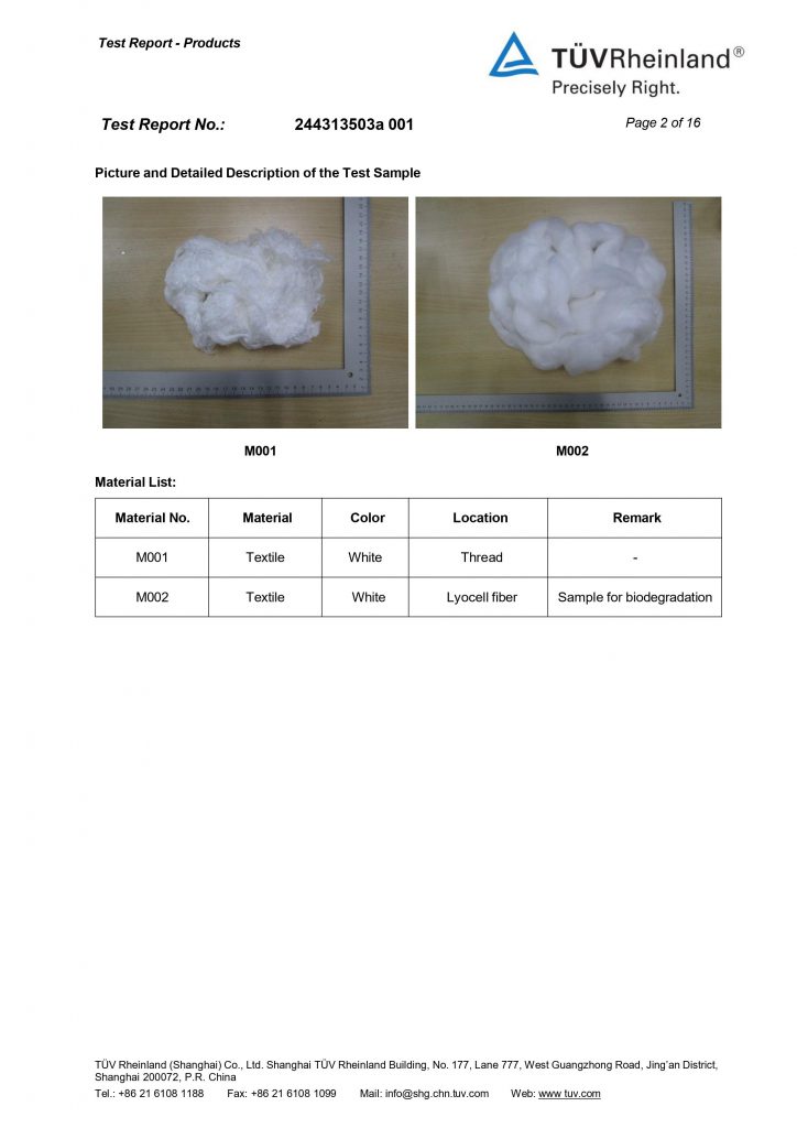 Lyocell fiber degradation test report